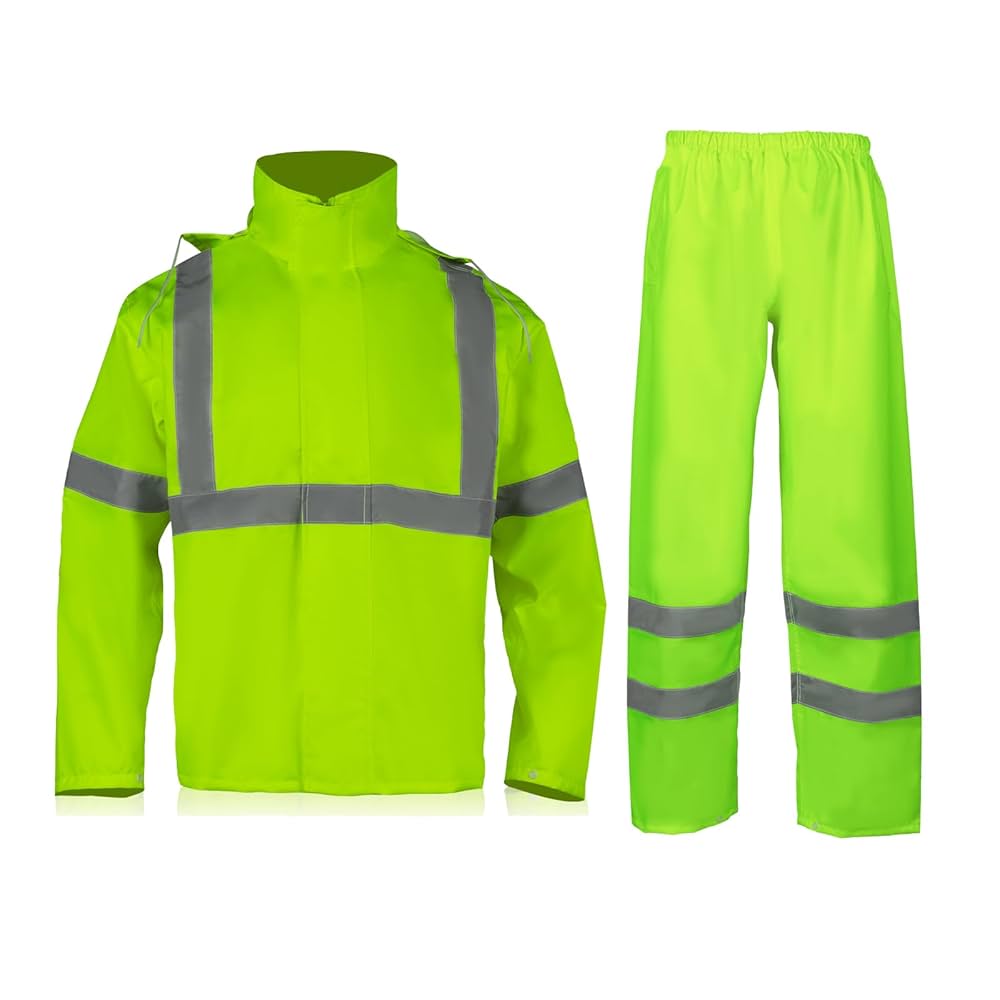 VENDACE Hi Vis Reflective Rain Jacket Suit and Pants for Men